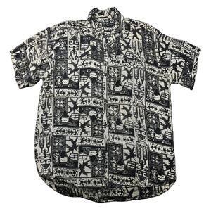 Tribal Collection Vintage Rayon Camp Shirt Tribal Tiki Print XL 1639